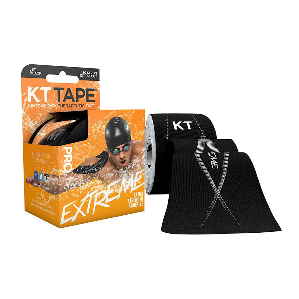 KT Tape Pro Kinesiology Therapeutic Body Tape, Roll of Black Strips, 20 Ea